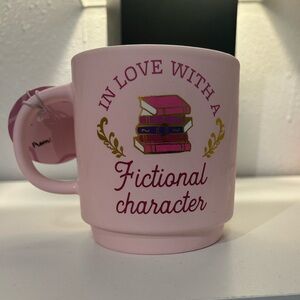 Pink Mug with Book Design